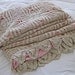 1920s French crochet quilt cover rose pink lining, now with FREE SHIPPING