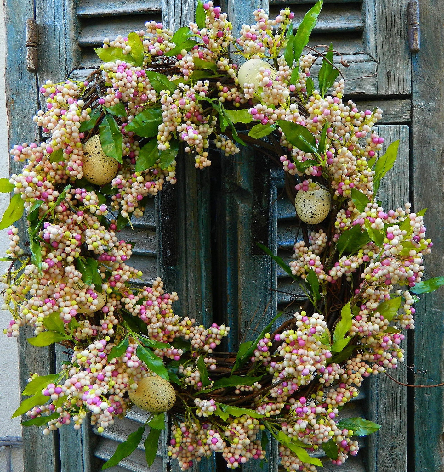 Wreath Spring Wreath Easter Wreath Egg Wreath Berry Wreath Grapevine Wreath