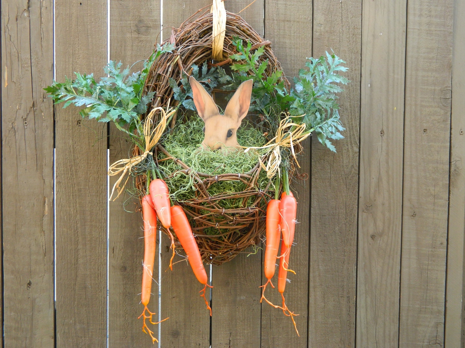 Door Wreath Spring Easter Wreath Bunny Easter Front Door Wreath with Carrots - Last One Available