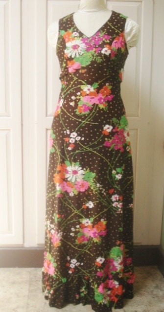 Vintage Dress Flower Power Mod Retro Unused