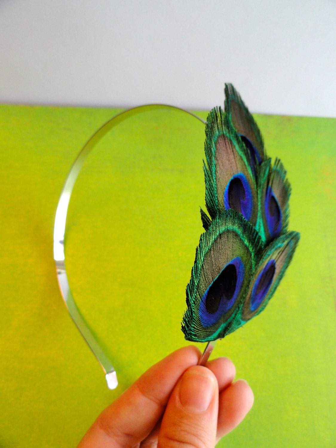 MEGS Peacock Feather Headband, Hair Fascinator