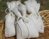 Burlap Birdseed Bags or Favor Bags - Set of 10