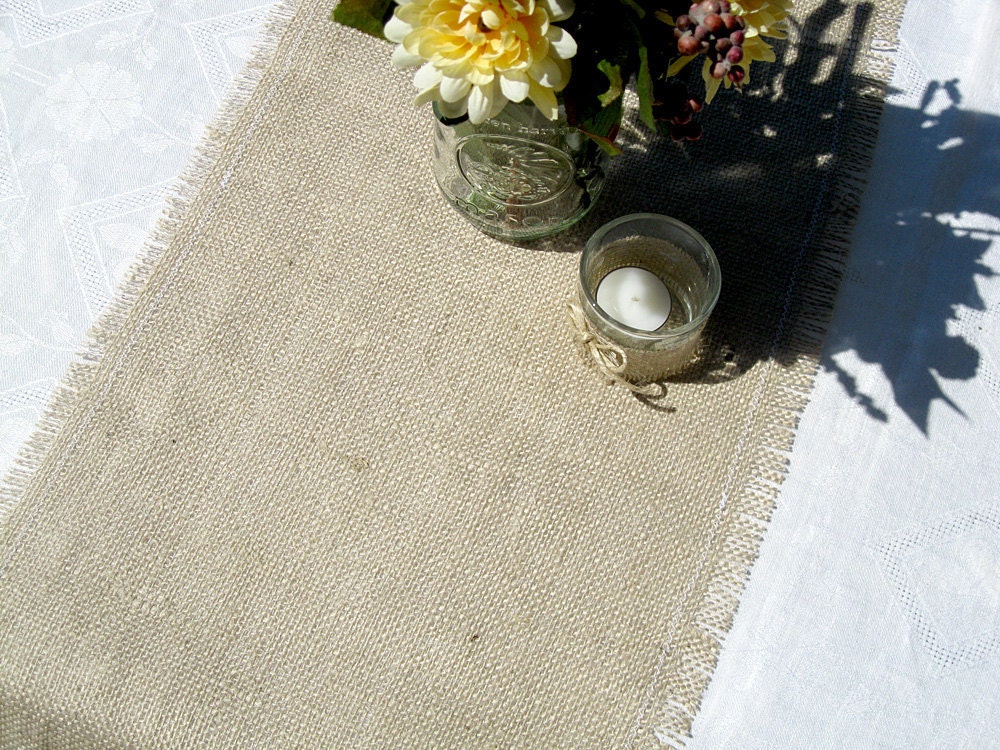 Rustic burlap wedding table runner - 72 inch