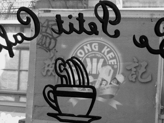 New York Photo - French Restaurant Mandarin Chinese - Urban Art Design Photograph - 9x12 B&W