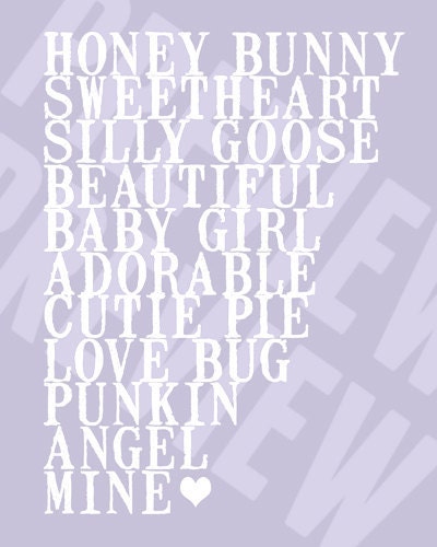 Baby Girl Nicknames - 8x10 Lustre Print
