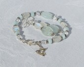 SKY BLUE BLISS - Bracelet & Earrings Set - Aquamarine, Rainbow Moonstone.