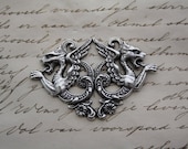 Double dragon stamping - silver plated