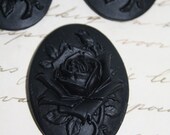 gothic black rose cameo cabs - 5 pieces  -