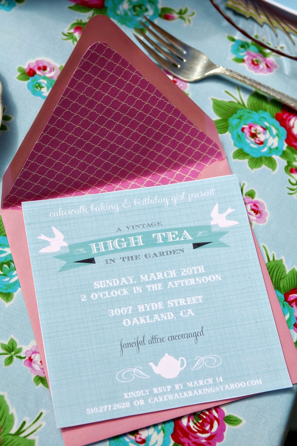 Vintage Tea Party Invitation- "High Tea in the Garden"