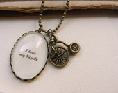 Bicycle necklace, bike jewelry, I love my bicycle secret message jewelry. Tour de France