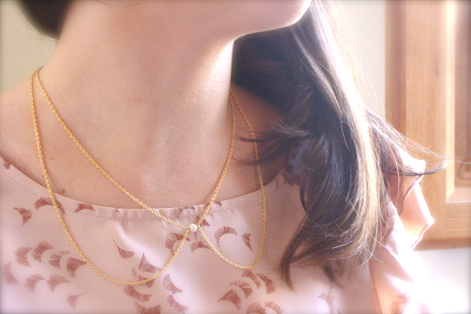Peter Pan collar necklace in golden chain, removable and adjustable, autumn trend