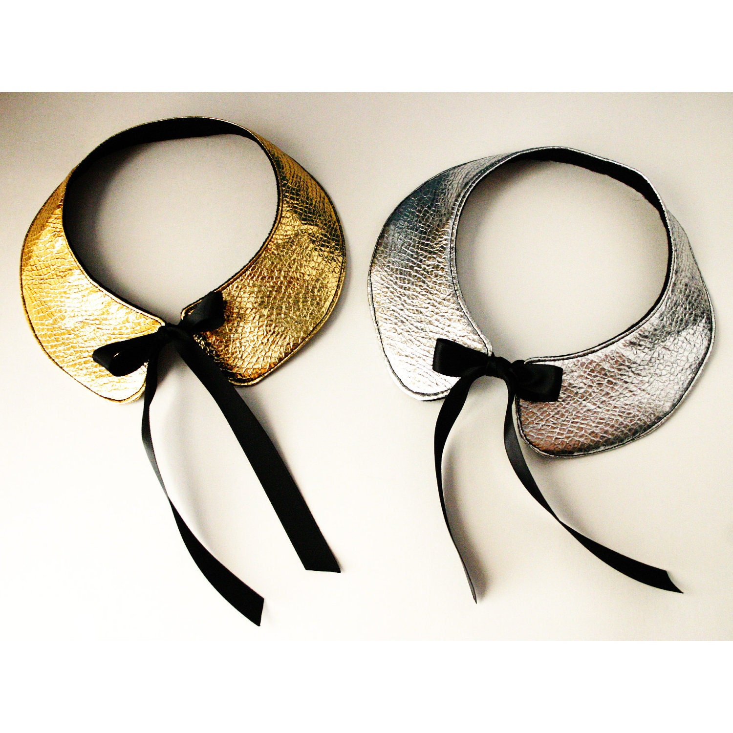 Goldie FEATURED IN Australia's Fashion magazine Shop Til You Drop -  Faux Leather Style Gold Peter Pan Collar