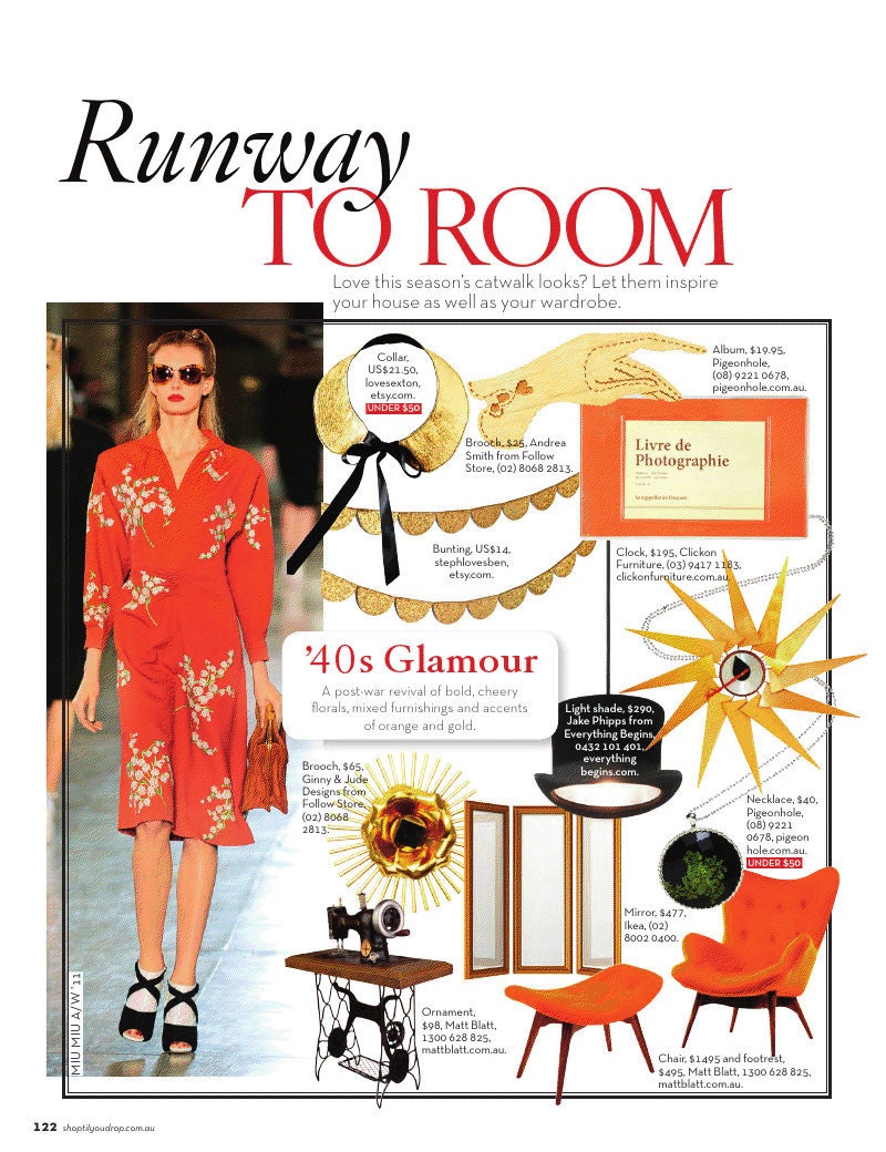 Goldie FEATURED IN Australia's Fashion magazine Shop Til You Drop -  Faux Leather Style Gold Peter Pan Collar