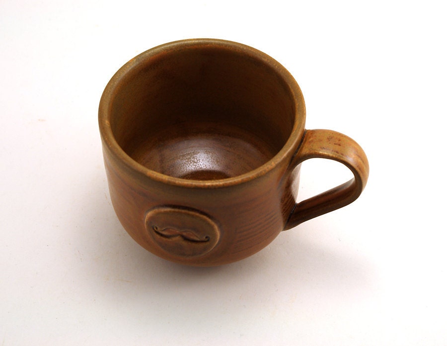 Mustache Mug: Brown Ceramic Mug, Cup, Unique Pottery Gift for Men, Fathers Day Gift for Guys by MiriHardyPottery