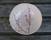 Ceramic serving bowl, cherry blossom bowl, cream, pink, Sakura medium MADE TO ORDER