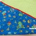 Children's COTTON PILLOWCASE, blue, green, frogs and bugs
