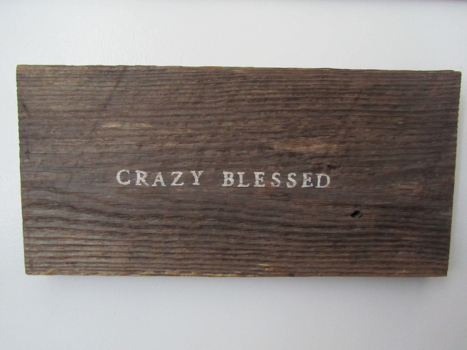 Crazy Blessed hand painted barn wood board
