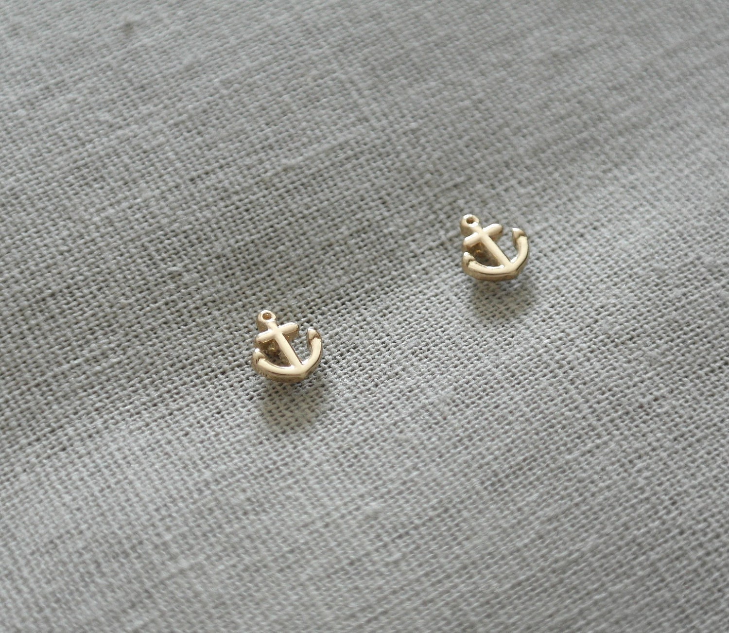 Make a wish gold plated tiny anchor earrings