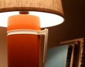 Burnt Orange Thermos Table Lamp Vintage Upcycled- Small Natural Drum Shade