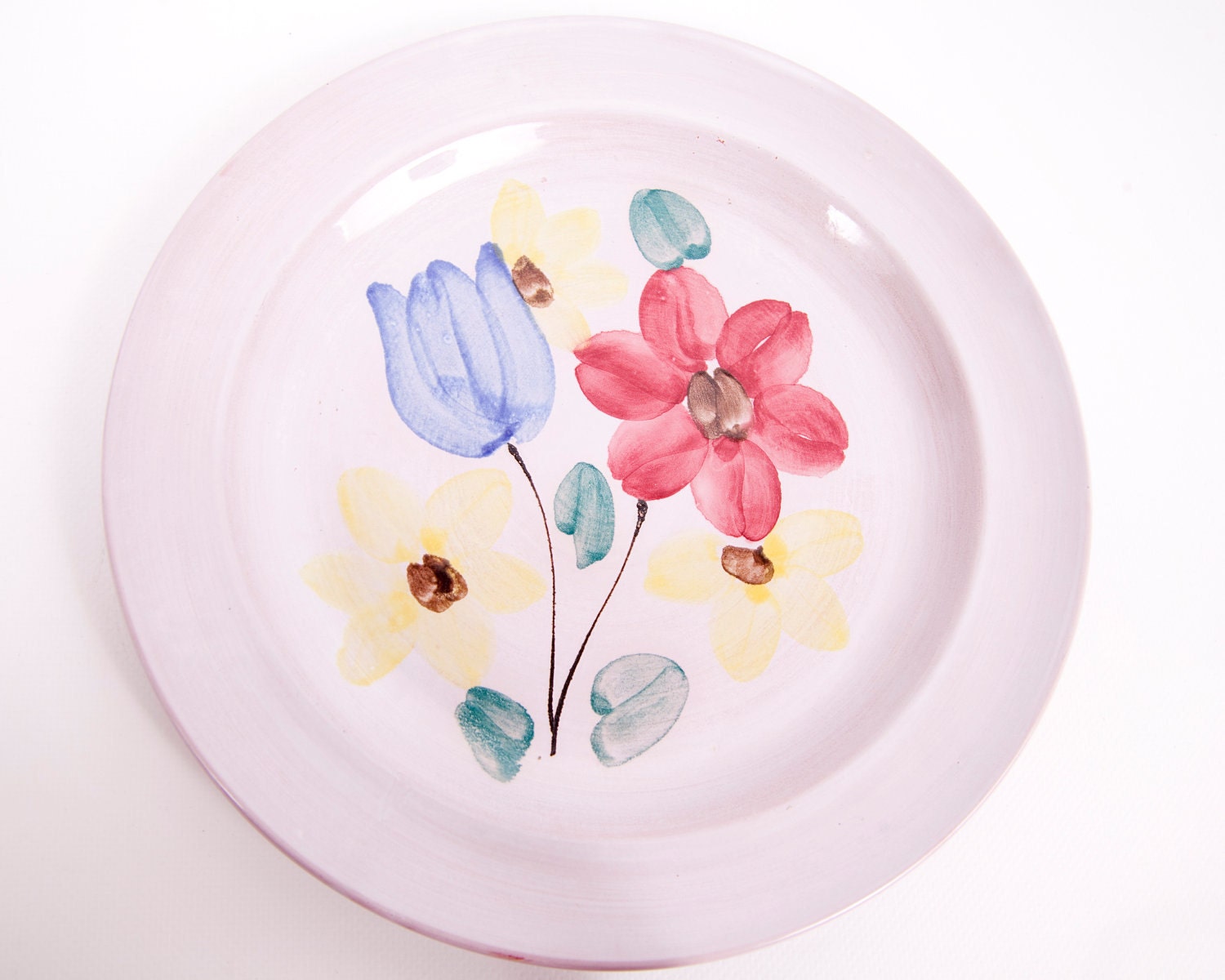 Vintage Arabia Finland Dinner Plate 9" Pottery Stoneware Handpainted Flowers
