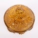 Covered Candy Dish Amber Covered Footed Grapevine Pattern Compote Pressed Glass