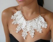 1 Pcs,White cotton crocheted lace collar,Fabric,Embroidery,Wedding,Mesh,Bridal,Cotton(W13) - seasonalsupplies