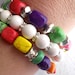Beaded Stretch Bracelets Bright Multicolor Magnesite and Silver Bead Three Strands