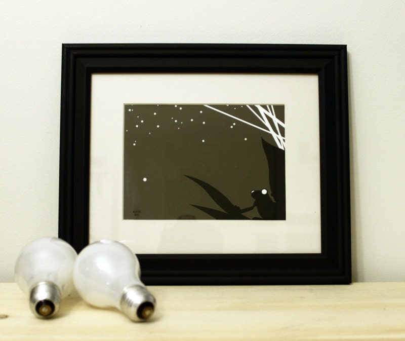 Frog Art Print - Animal Silhouette Giclee - Modern Artwork - Tree Frog Illustration - Gray, Black and White 8x10
