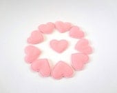 10 Pink Big Felt Hearts Padded Appliques / Embellishment