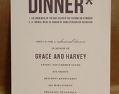 Modern Dinner Invitation Engagement / Rehearsal Dinner / Supper or Cocktail Party Simple Custom Design Printedby Darby Cards