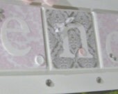 pink grey custom personalized kids name plaque sign - hanging wall letters - personalized custom nursery decorations