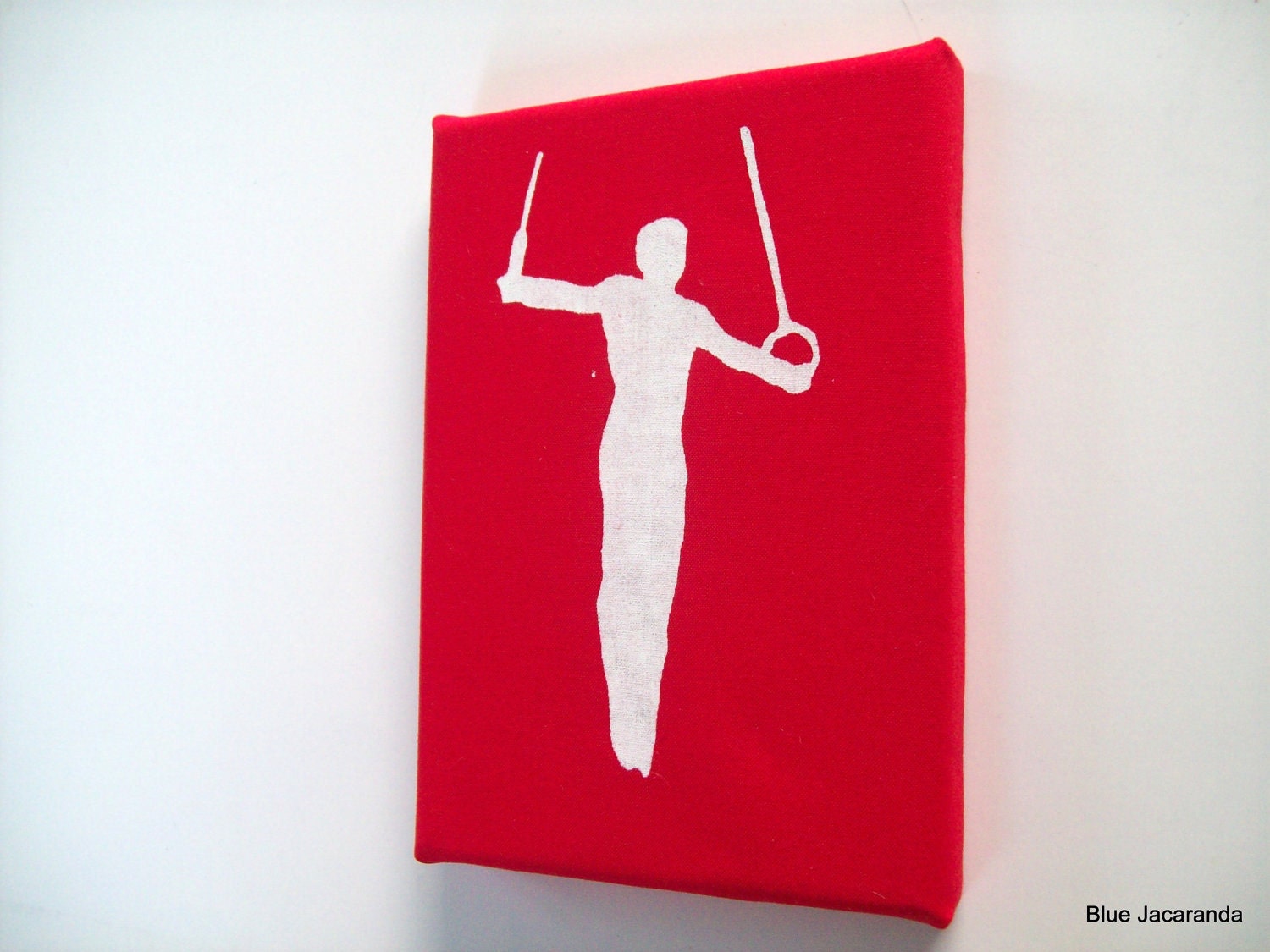 Gymnast Print Stretched on Canvas White on Red