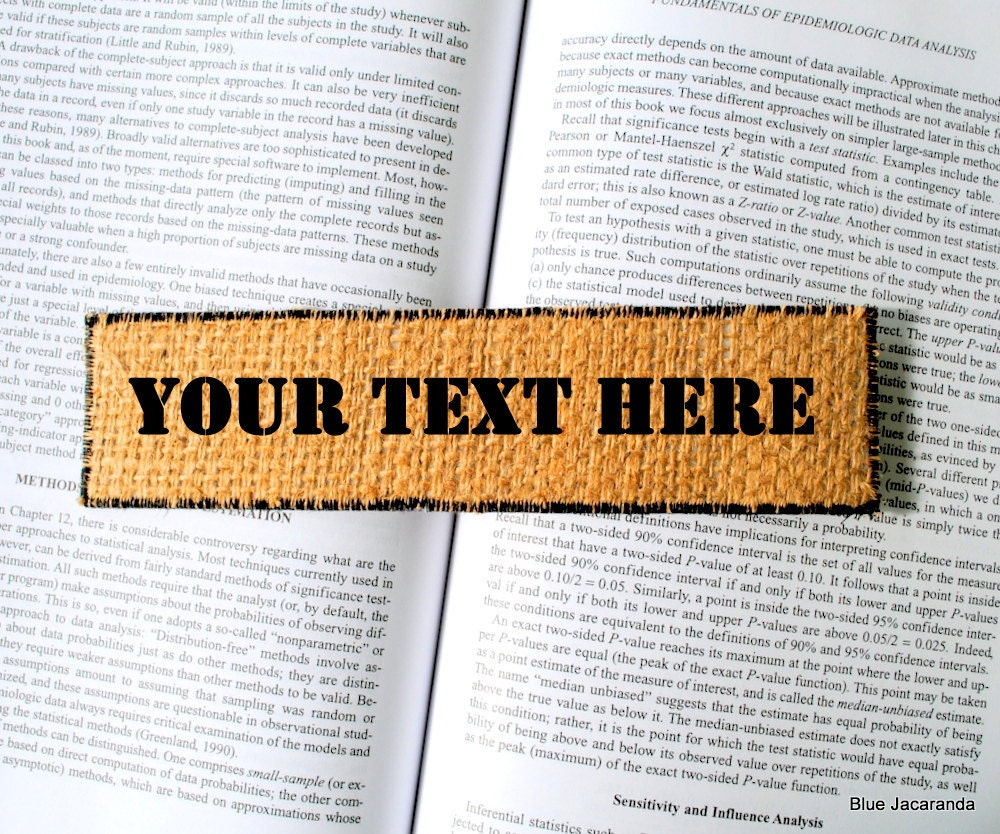 Father's Day Gift - Personalized Burlap Bookmark - Upcycled Coffee Sack - Eco Friendly