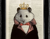 DIGITAL PRINT, Mixed Media MOUSE Art Print Artwork, Dictionary Art Print, Rat Art Print, Hamster Art, Vintage Book Page Print - Mouse King