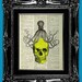 Skull Art Print / Poster - Octopus Skull - ORIGINAL ARTWORK Mixed Media Skull Dictionary art print, Skull Dictionary print, Skull wall art