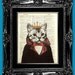 CAT Art Print / Cat Poster - Cat King - ACRYLIC PAINTING Vintage Book page print, Dictionary art print, Dictionary print, Original Artwork