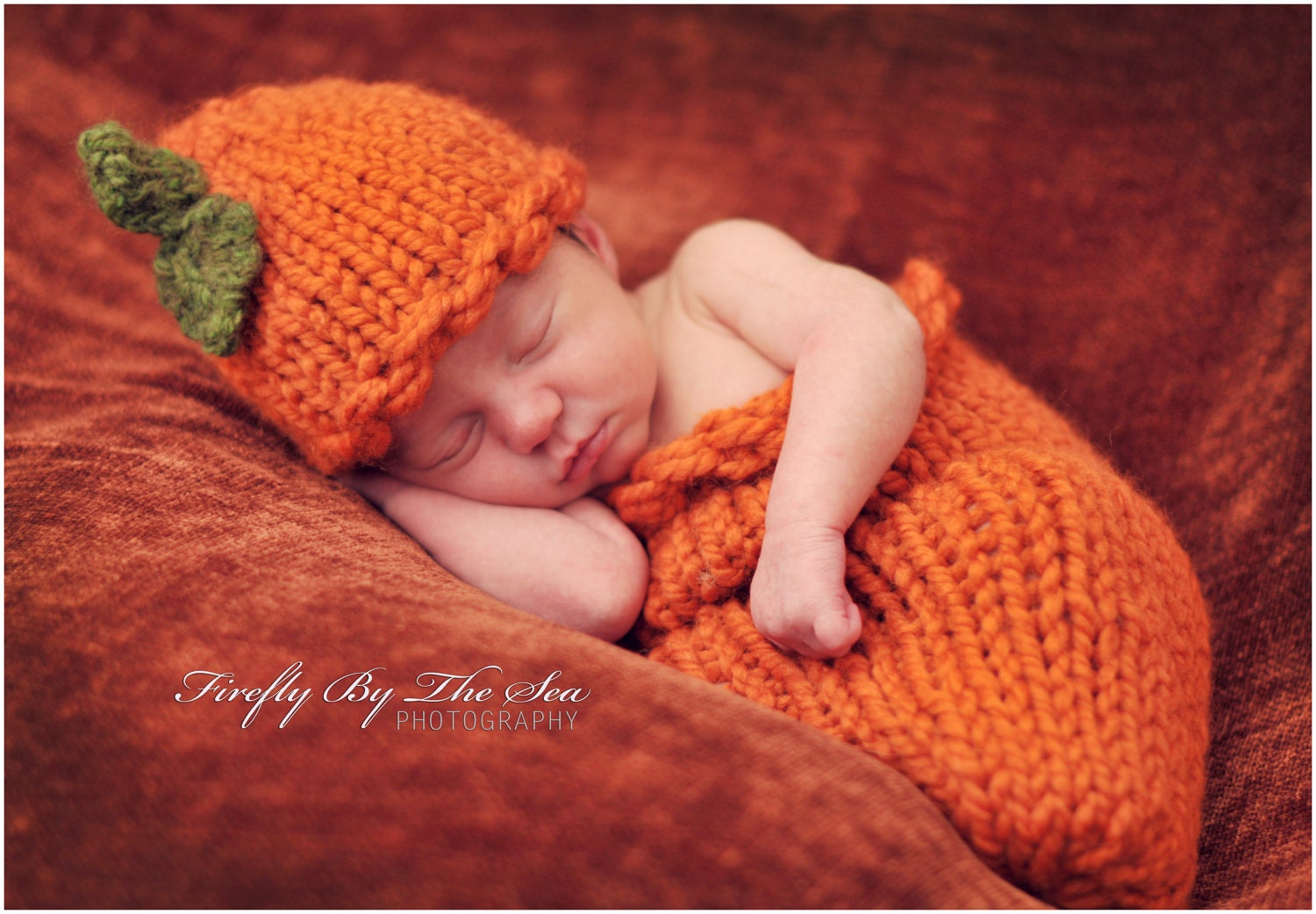 Thanksgiving or Halloween Pumpkin baby outfit - hat and cocoon, perfect newborn photo prop and Halloween costume