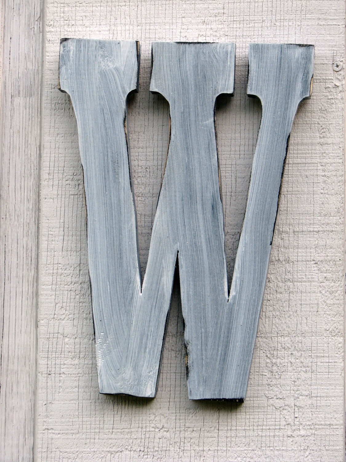 Shabby Chic Rustic Wooden Letter W Distressed Painted White,12" tall Wood Name Letters, Home Decor Kids Room Nursery