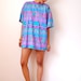 Vtg 80s Neon Tribal Print Bright SS Oversize Shirt