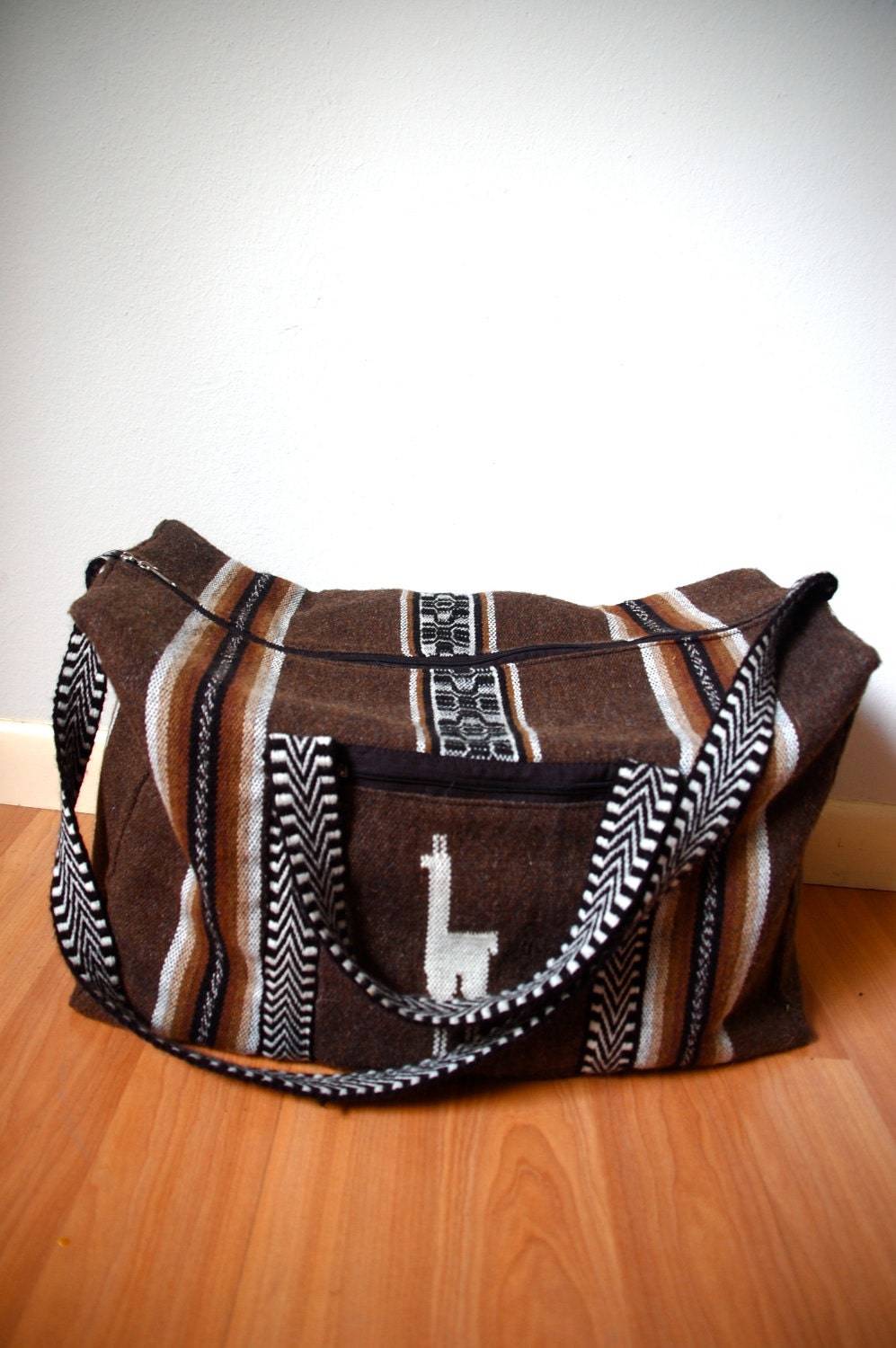 RESERVED pennykuntzman: Vtg Llama Printed Peruvian Tribal Overnight Bag