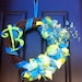 Summer Wreath with Monogram in Pink and Green - SummerWreath - Spring Wreath - Monogram Wreath