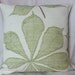16" x 16" contemporary modern beautiful cream and green linen leafed cushion cover, scatter cushion, pillow