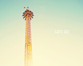 Fine Art Photography -  retro fair carnival vintage fair ride yellow sky children kids 8x10  photo print wall art decor