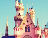 Fine Art Photography - Disneyland castle princess disney blue pink children baby girl nursery kids 8x10 print