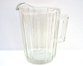 Clear Glass Pitcher, Heavy, Vintage, Home Decor, Kitchen Decor, Glassware