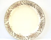 Gold Flowered Plate, Vintage Cream Colored