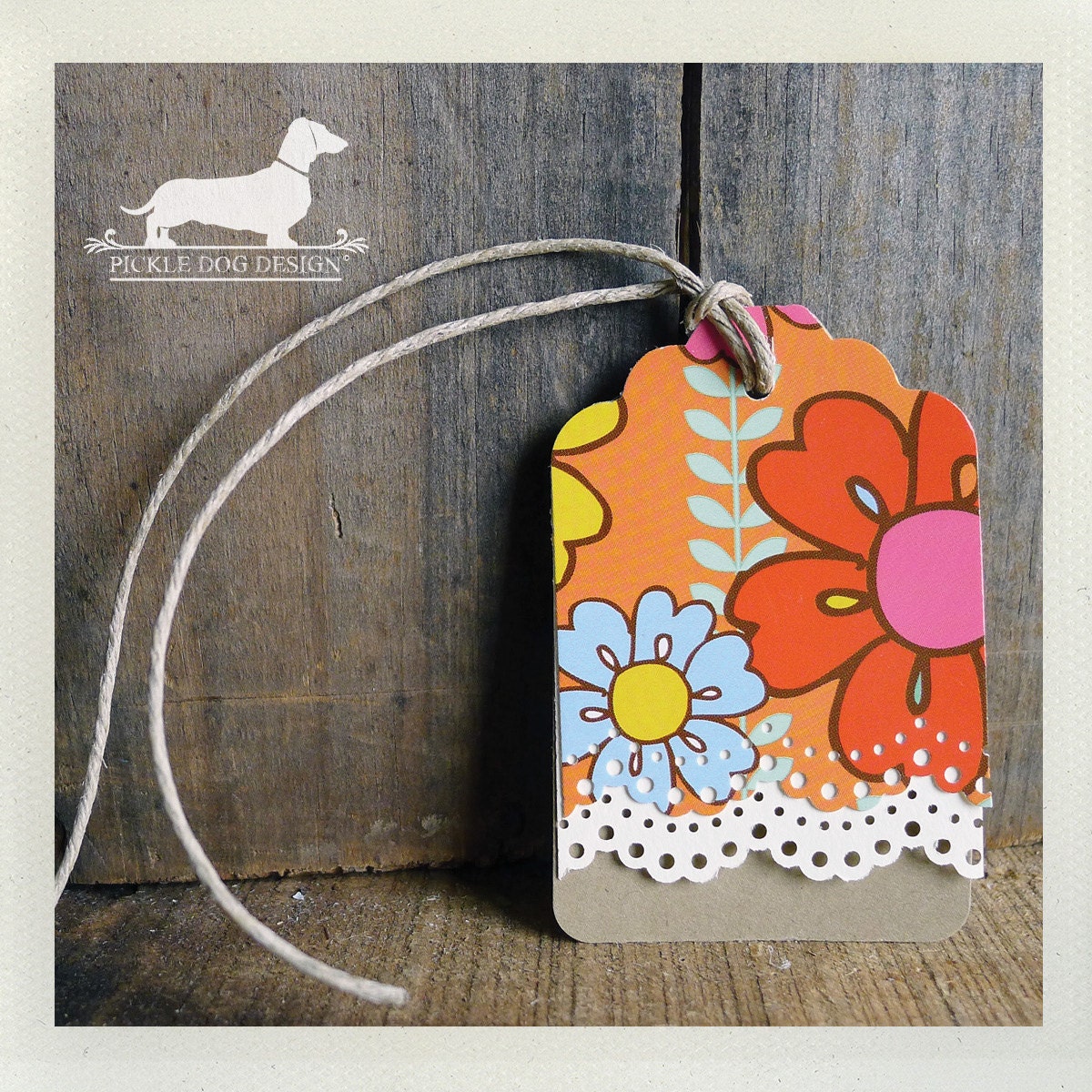 Garden Party. Gift Tags (Set of 12) -- (Spring, Vintage-Style, Flower Tags, Party Favor Tags, OOAK, Bright, Thank You Tags)
