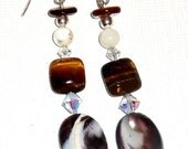 Earrings:"Kahuna ao Na  Wahine" Mother of Pearl, Tigers Eye, Paua Shell and Swarovski Crystal Hawaiian Inspired