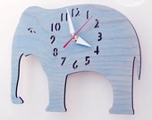 The "Big Baby Blue Elephant" designer wall mounted clock from LeLuni