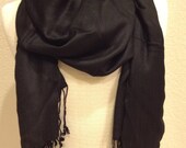 Thin Pashmina Sheen Scarf in color Jet Black